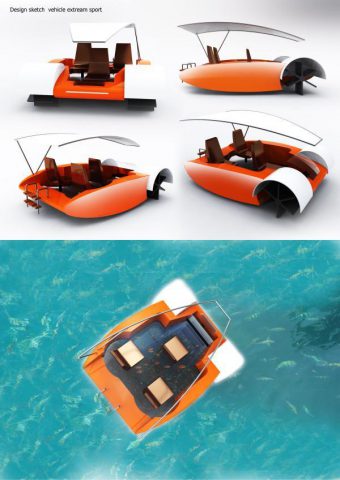 Spinning boat for surfing the seashore